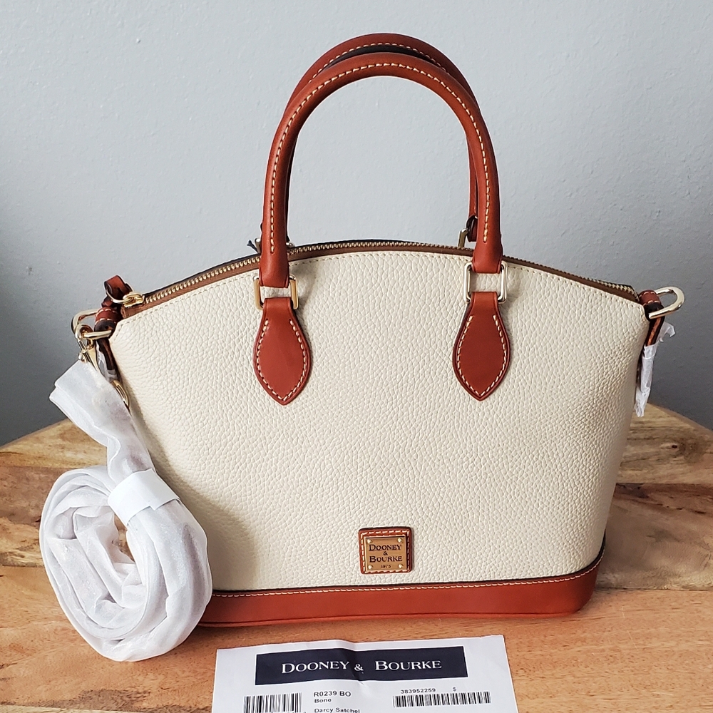 New Dooney & Bourke Pebble Leather Satchel Bone